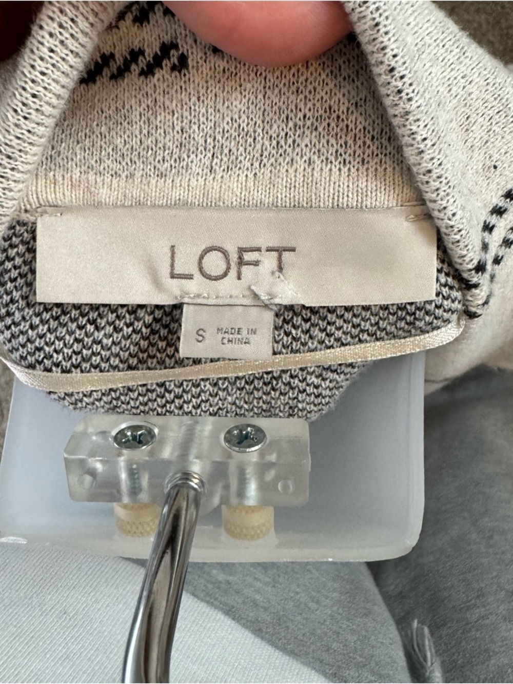LOFT Cream & Black Plaid Open-Front Cardigan Size M - Picture 9 of 9